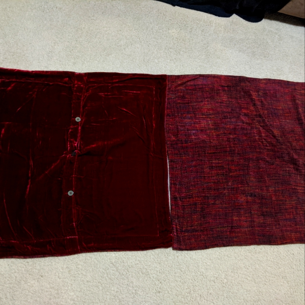 Pair of PB Euro Shams in Red velvet and chenille